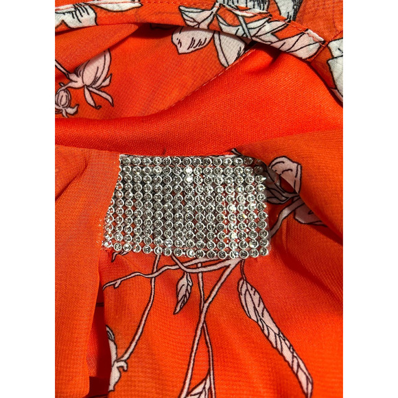 JBS Women's Floral Orange Pleated Sleeveless Summer‎ Dress Size 16 - Picture 4 of 6